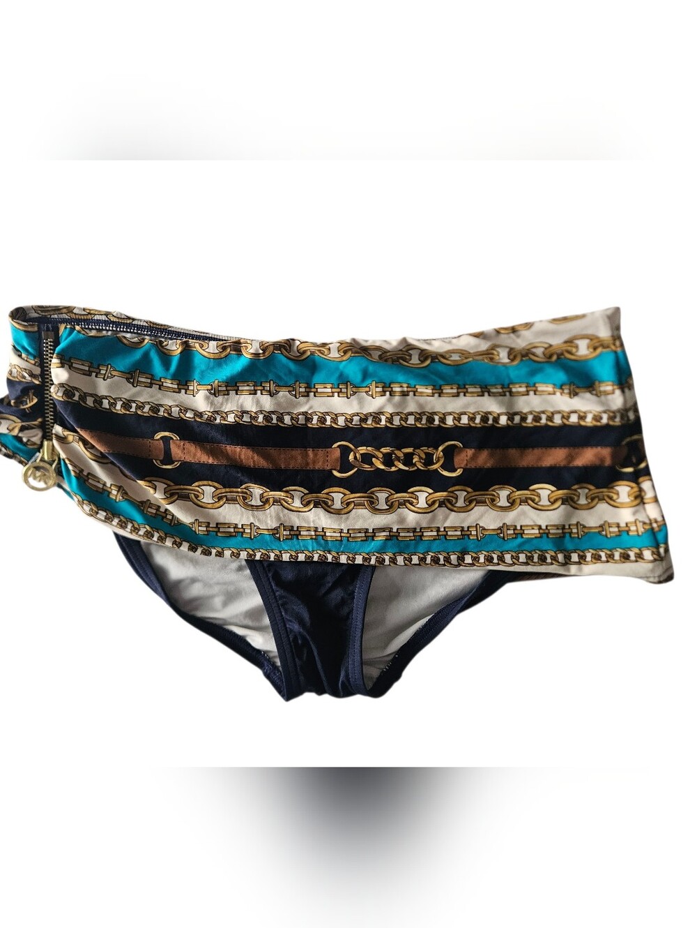 MICHAEL Michael Kors Equestrian Chain Zipper Detai lSwim Bottom | SZ L